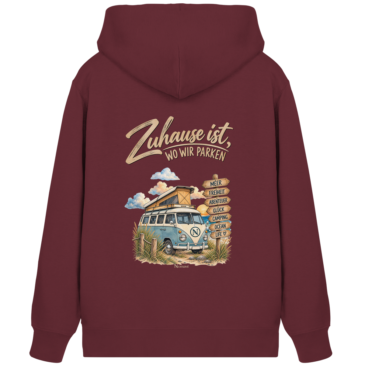 Zuhause ist, wo wir parken – Vanlife & Camping - Bio Zipper Kapuzenjacke