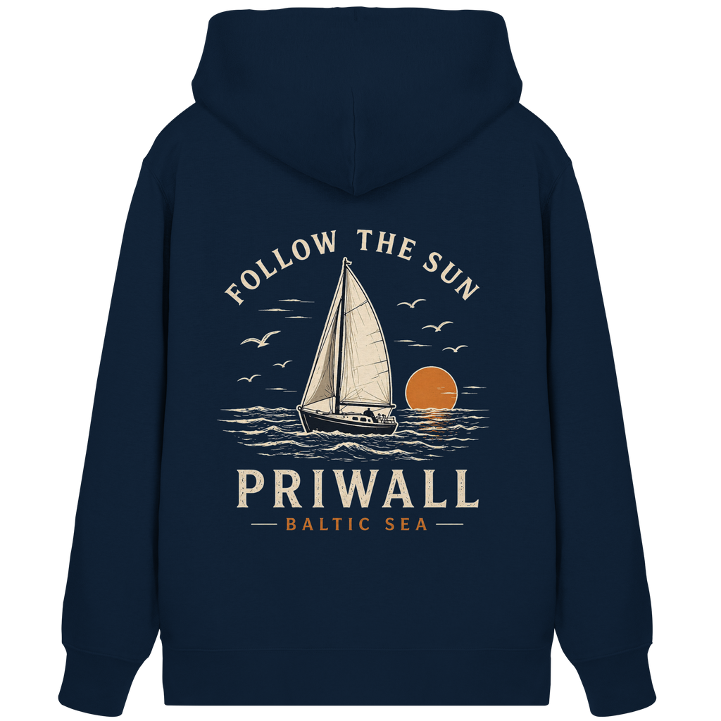 Follow the Sun – Priwall – Baltic Sea Bio Kapuzenjacke mit Reißverschluss – Dark Edition