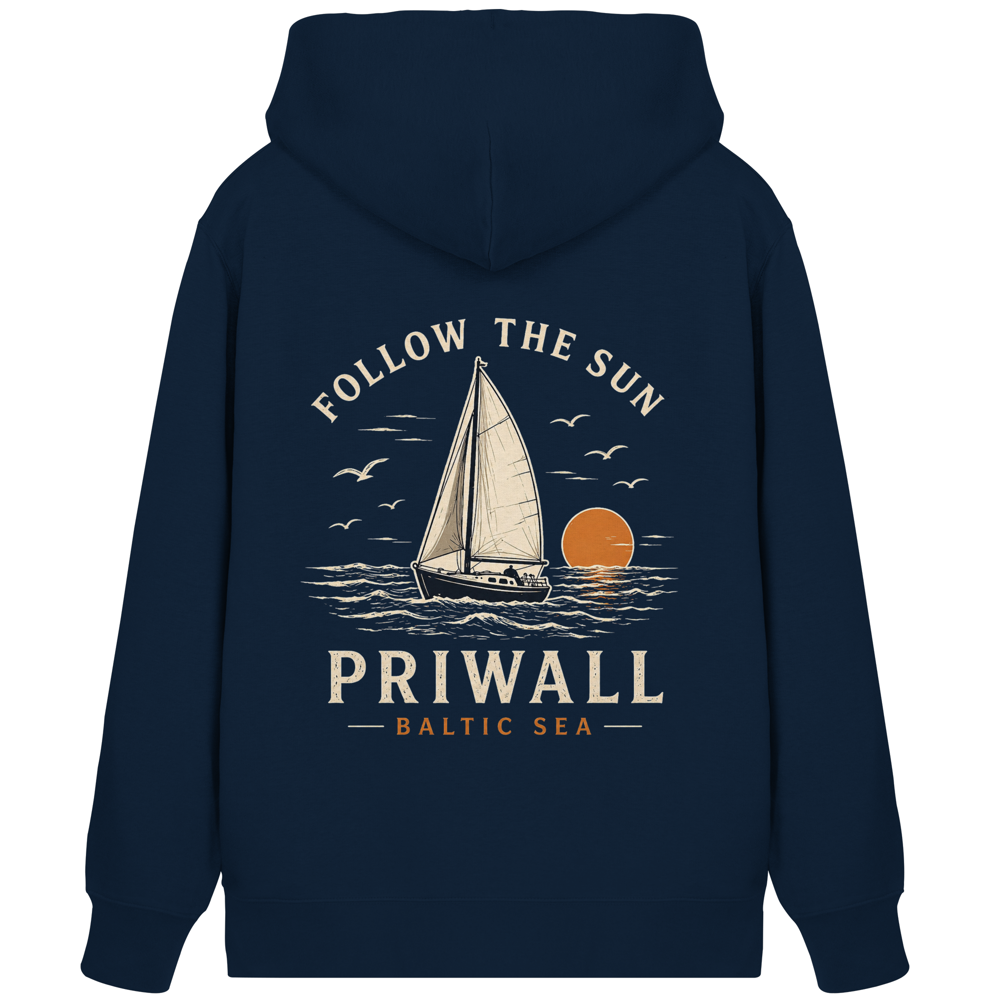 Follow the Sun – Priwall – Baltic Sea Bio Kapuzenjacke mit Reißverschluss – Dark Edition