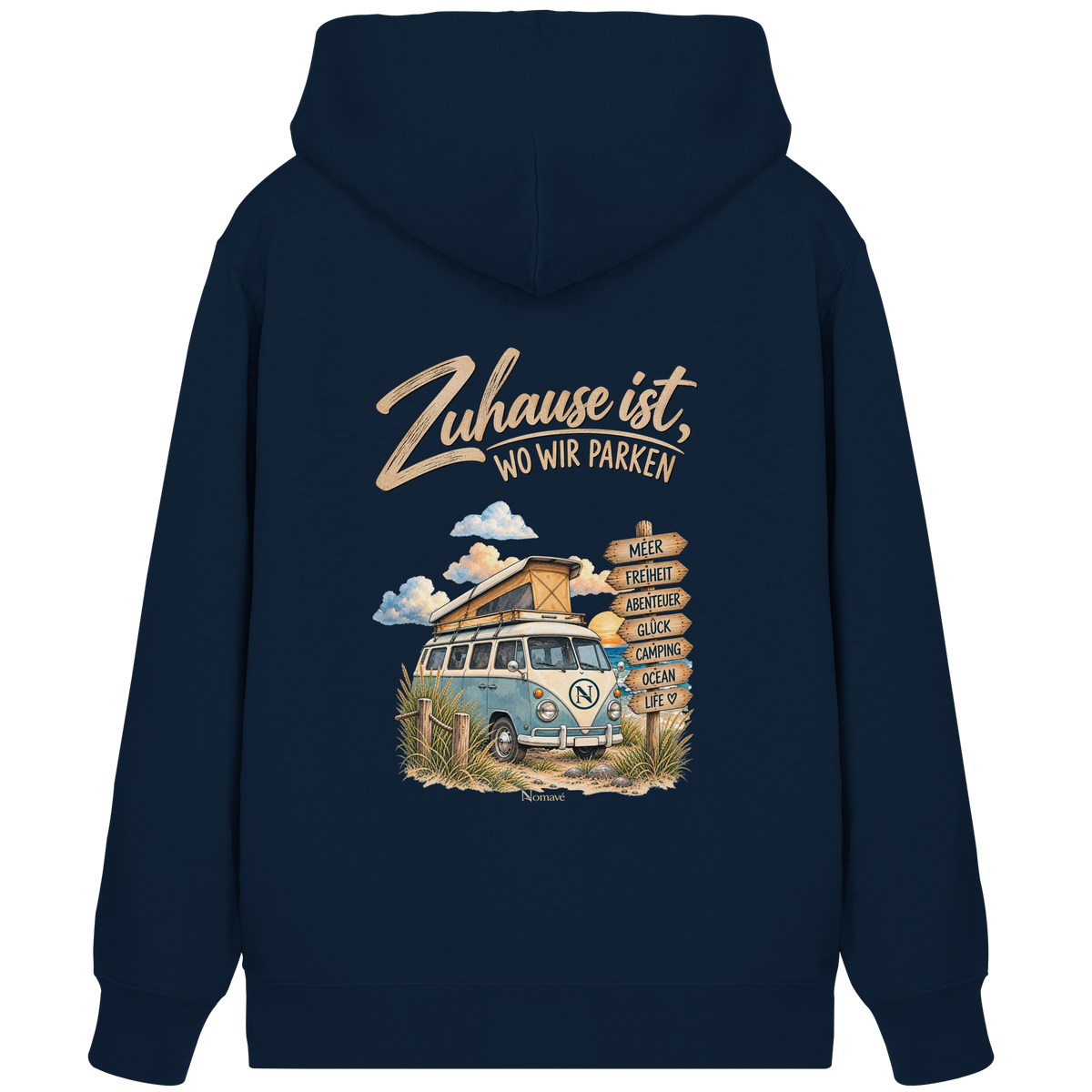 Zuhause ist, wo wir parken – Vanlife & Camping - Bio Zipper Kapuzenjacke