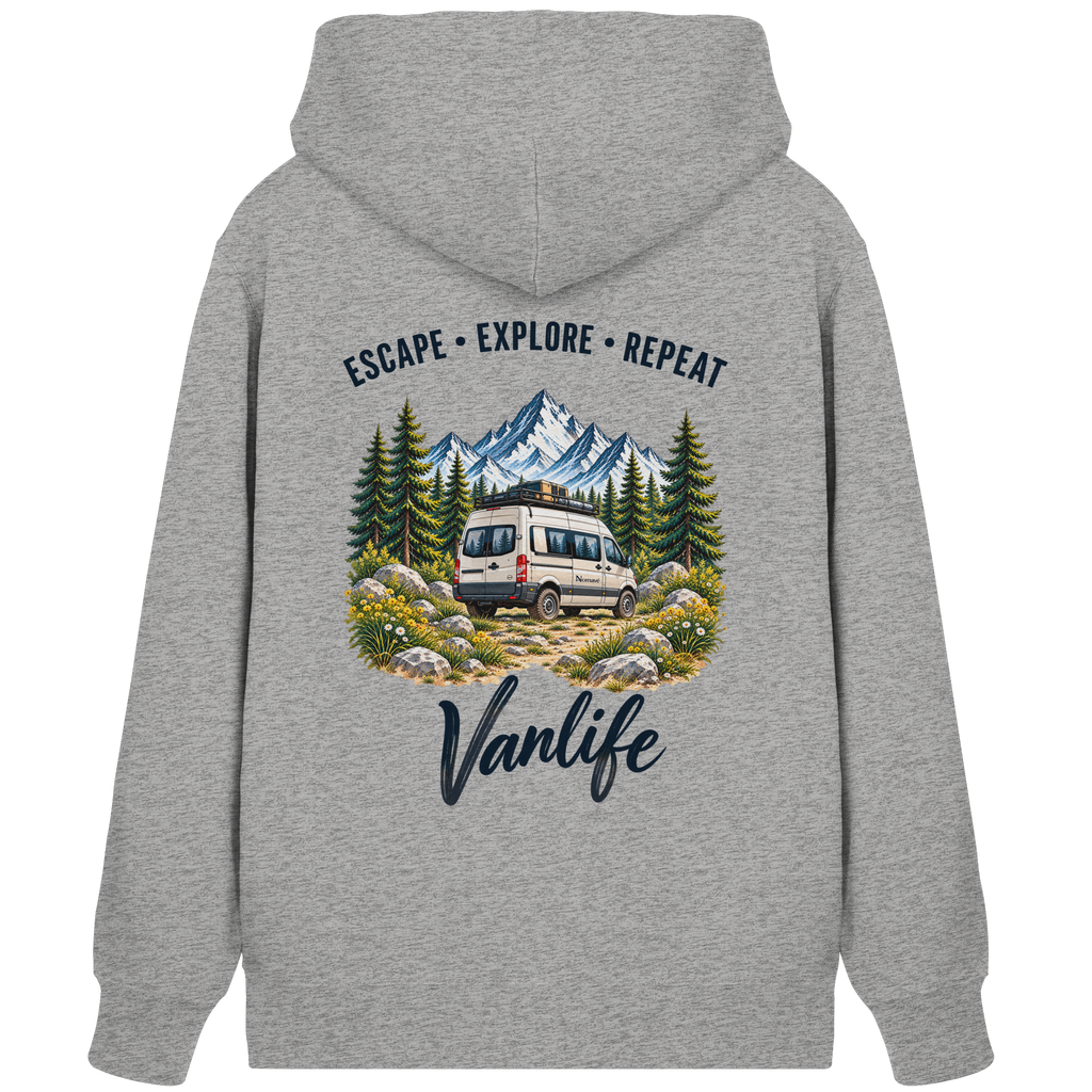Escape • Explore • Repeat – Vanlife - Bio Zipper Kapuzenjacke