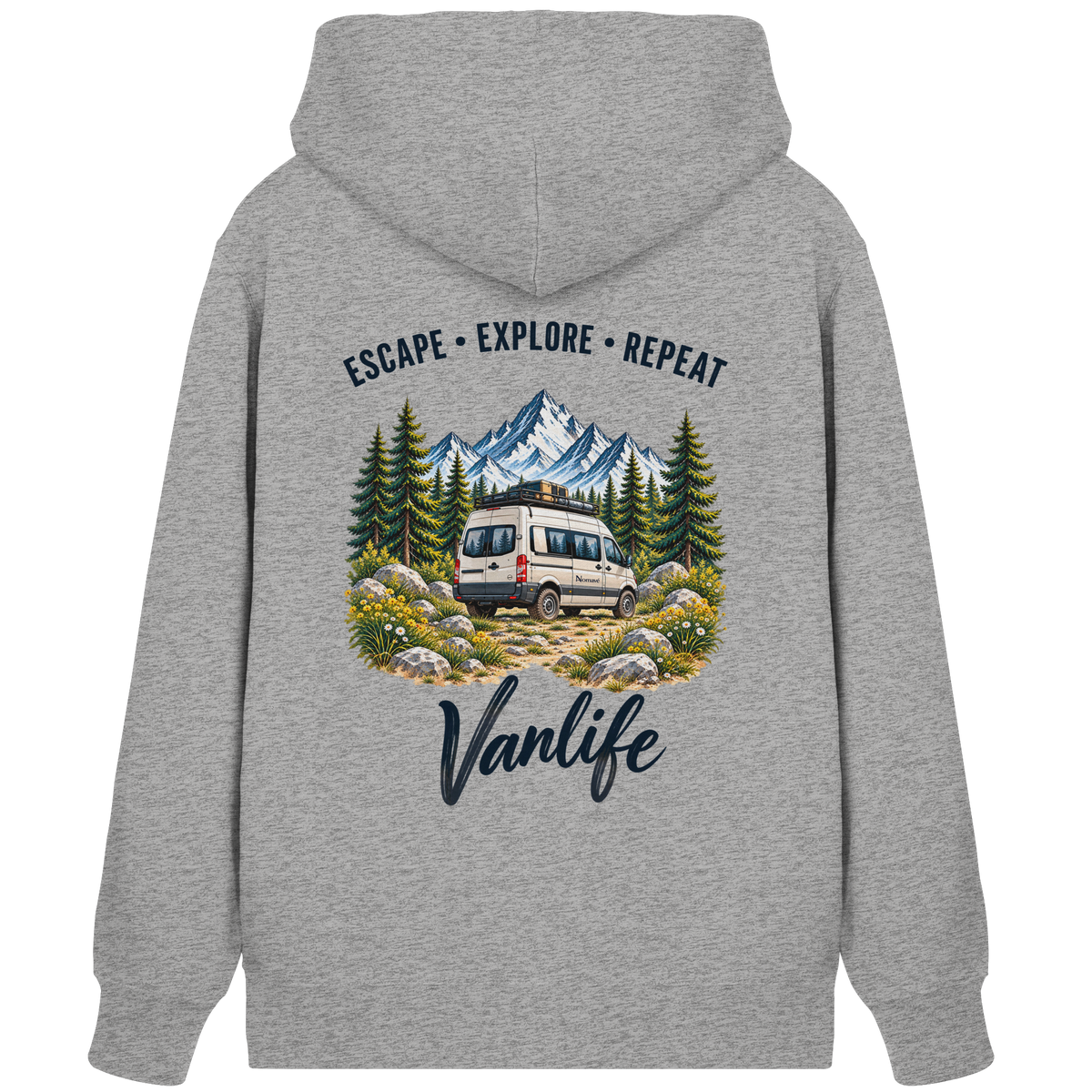 Escape • Explore • Repeat – Vanlife - Bio Zipper Kapuzenjacke