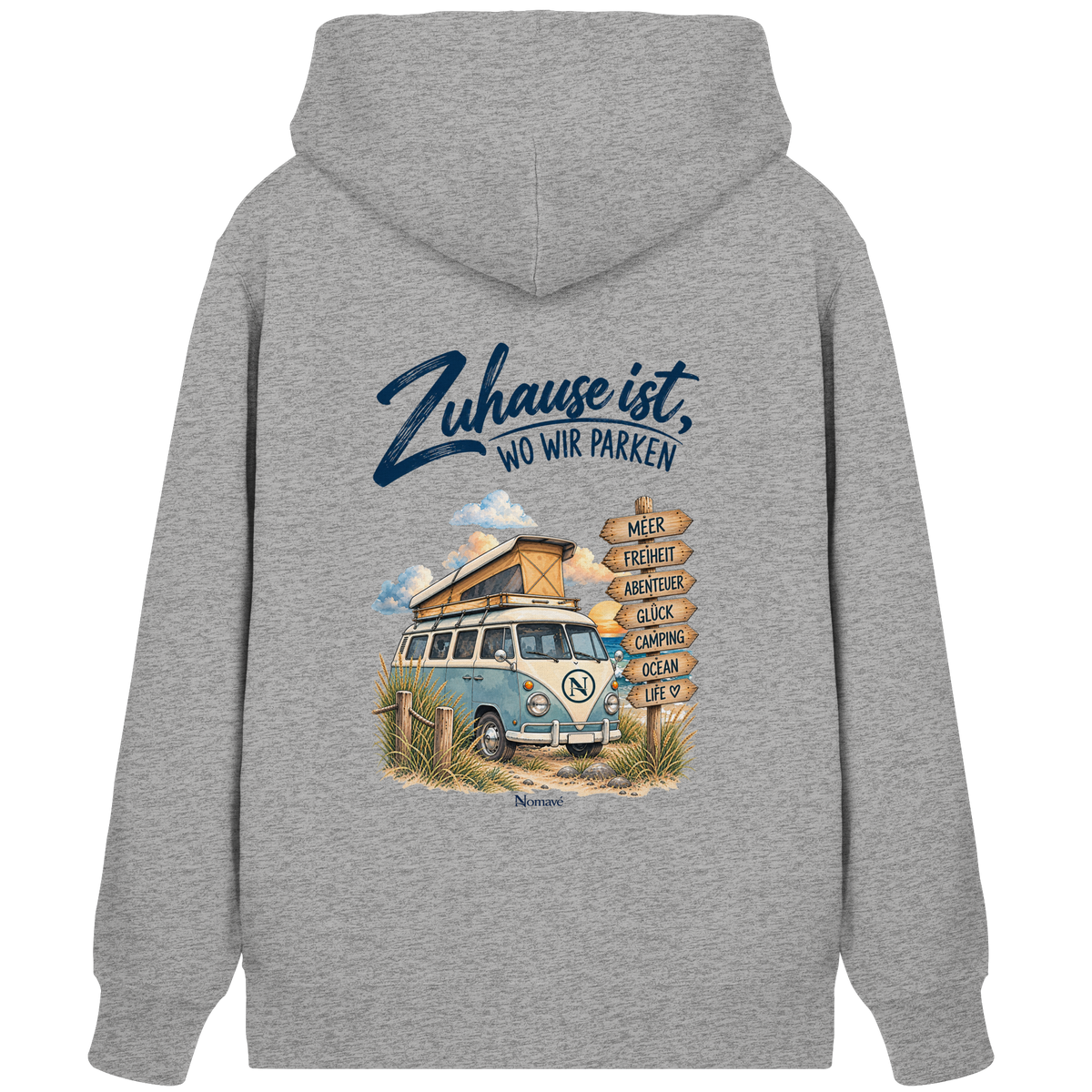 Zuhause ist, wo wir parken – Vanlife & Camping - Bio Zipper Kapuzenjacke