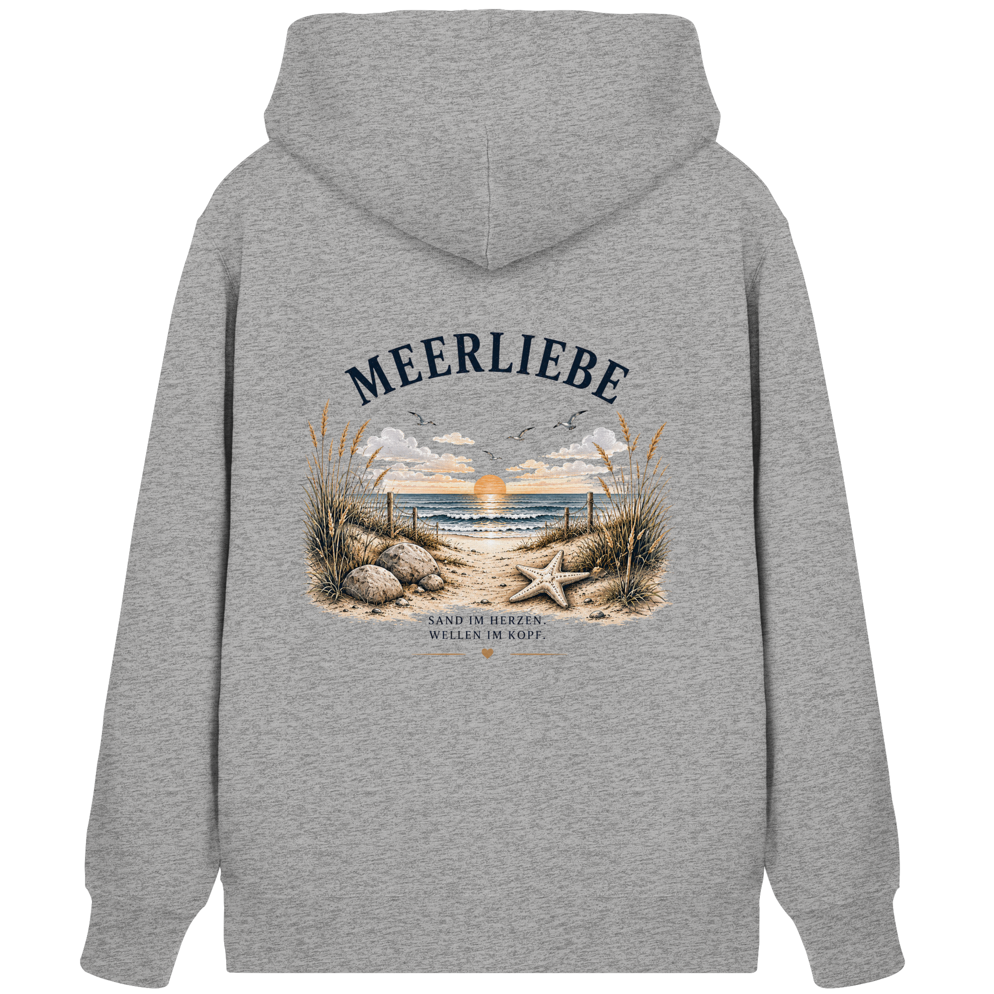 Meerliebe Zipper Hoodie – Küstengefühl Sea & Soul – Bio Kapuzenjacke