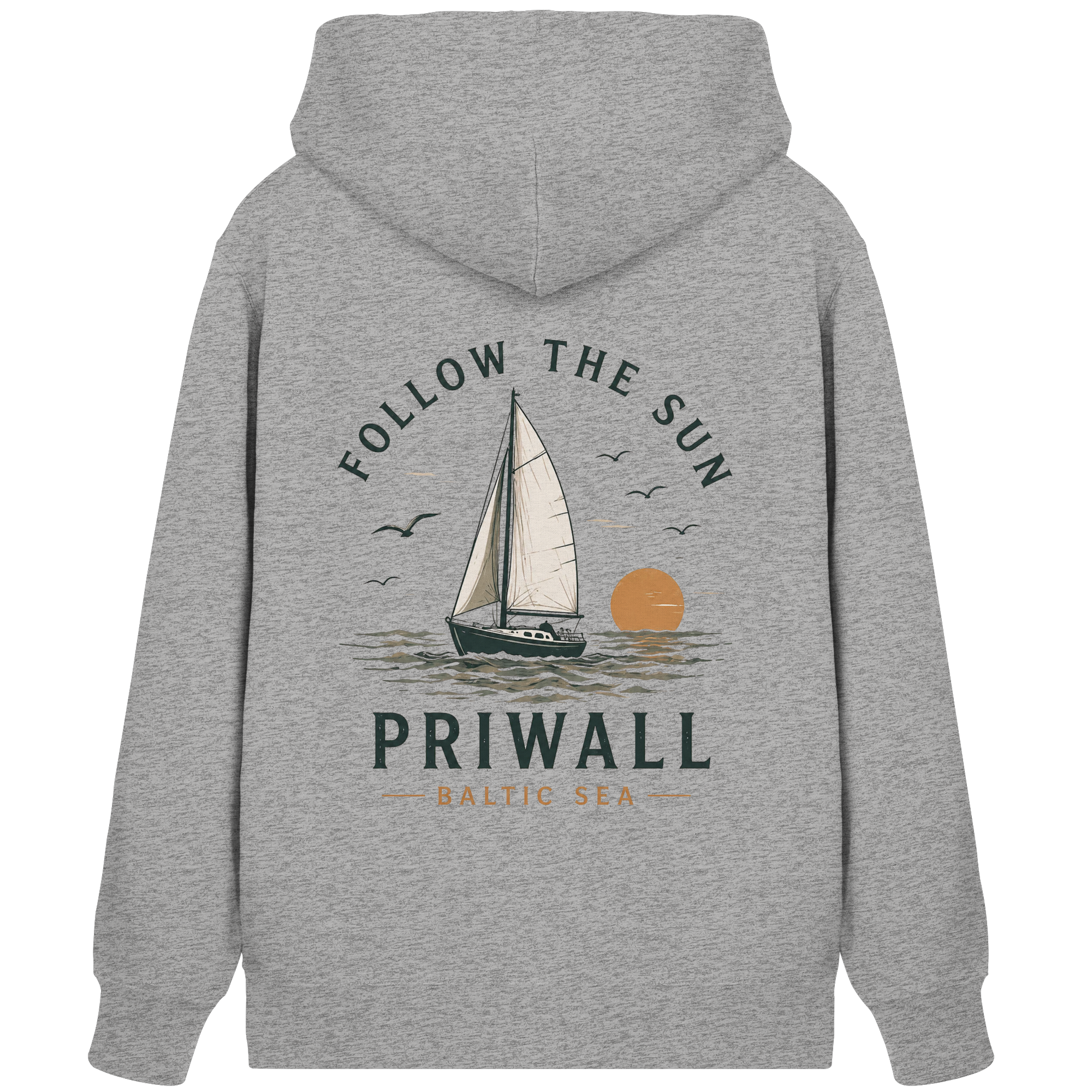 Follow the Sun – Priwall – Baltic Sea Bio Kapuzenjacke mit Reißverschluss