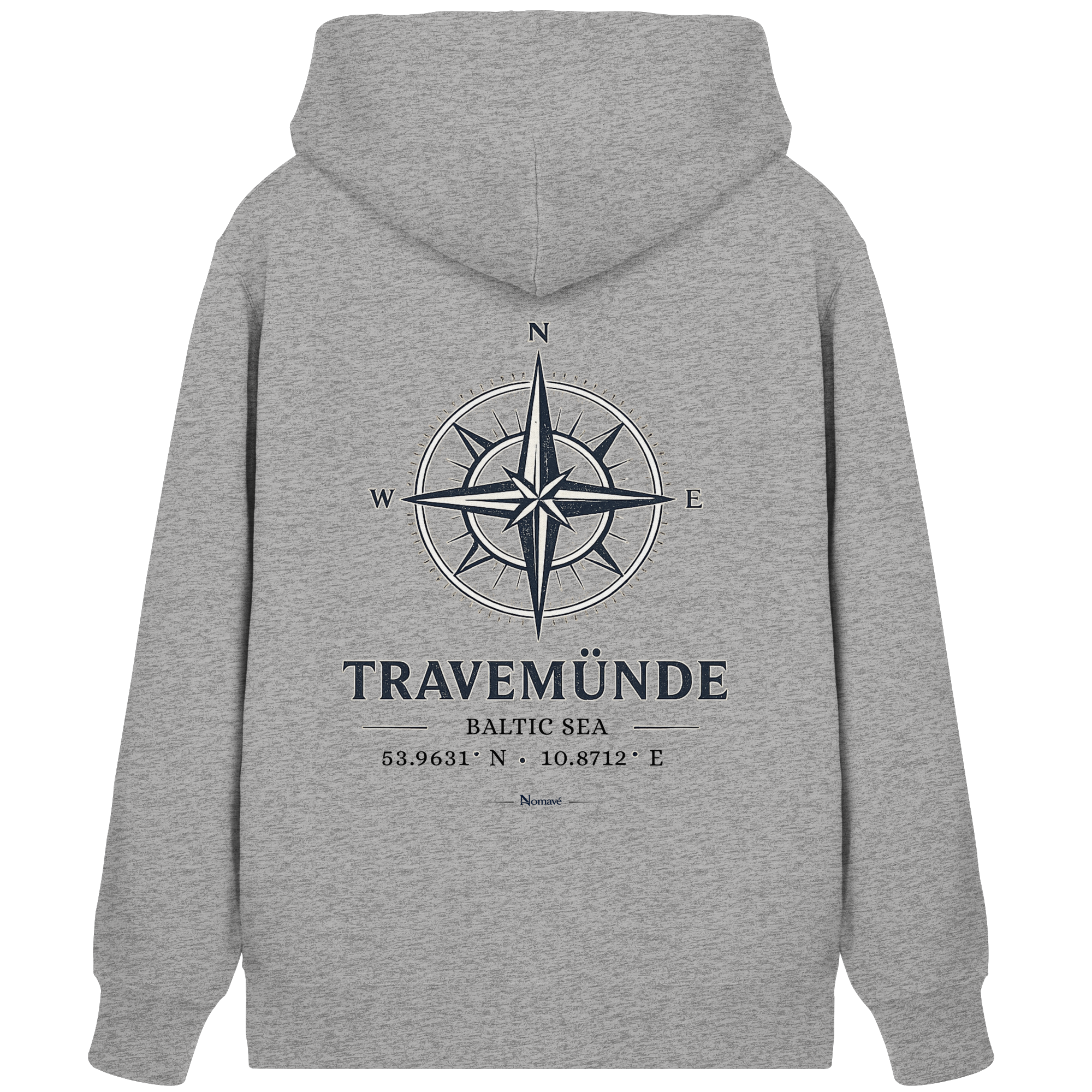 Travemünde Windrose – Baltic Sea Bio Kapuzenjacke mit Reißverschluss