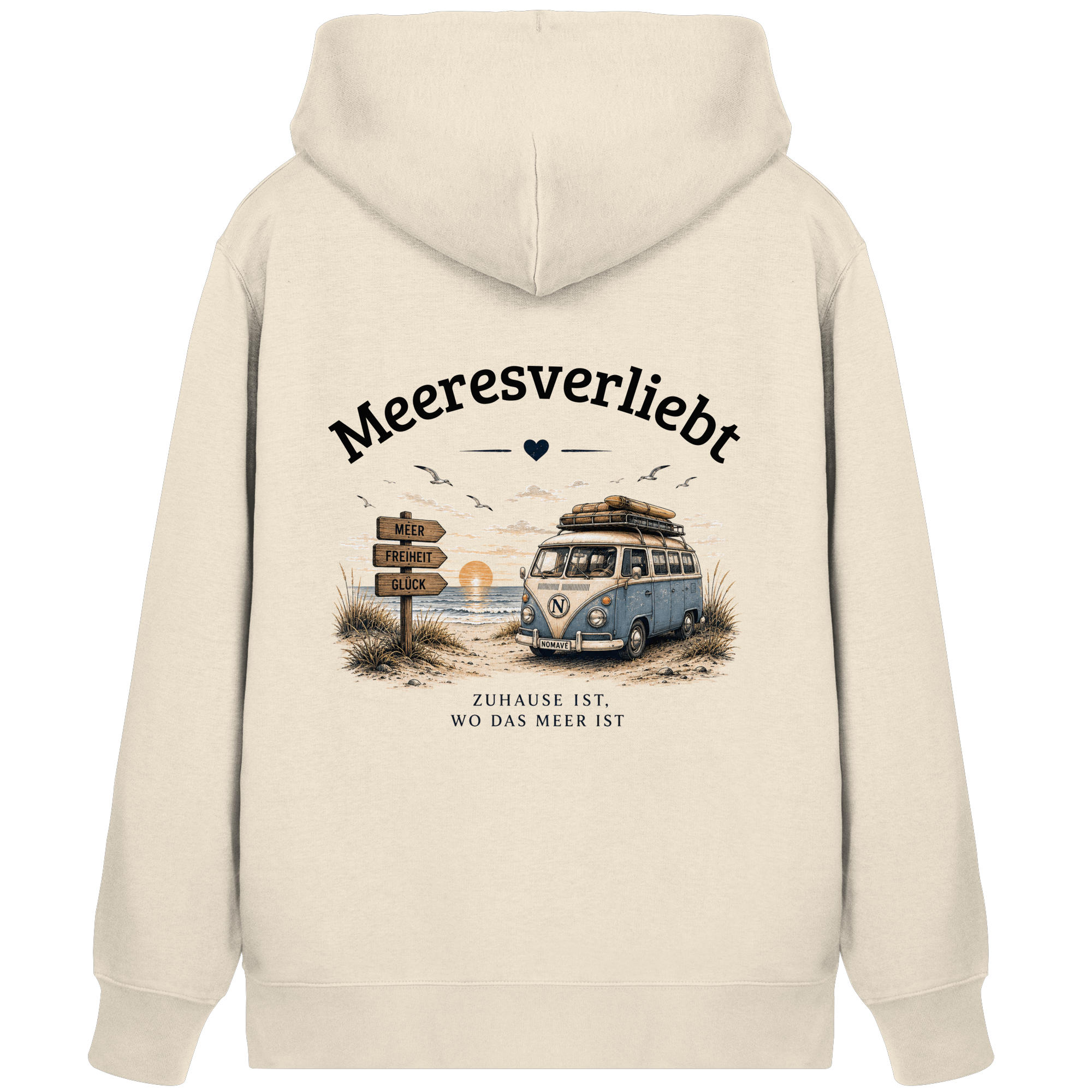 Meeresverliebt Bulli Kapuzenjacke – Vanlife Camping Küstengefühl