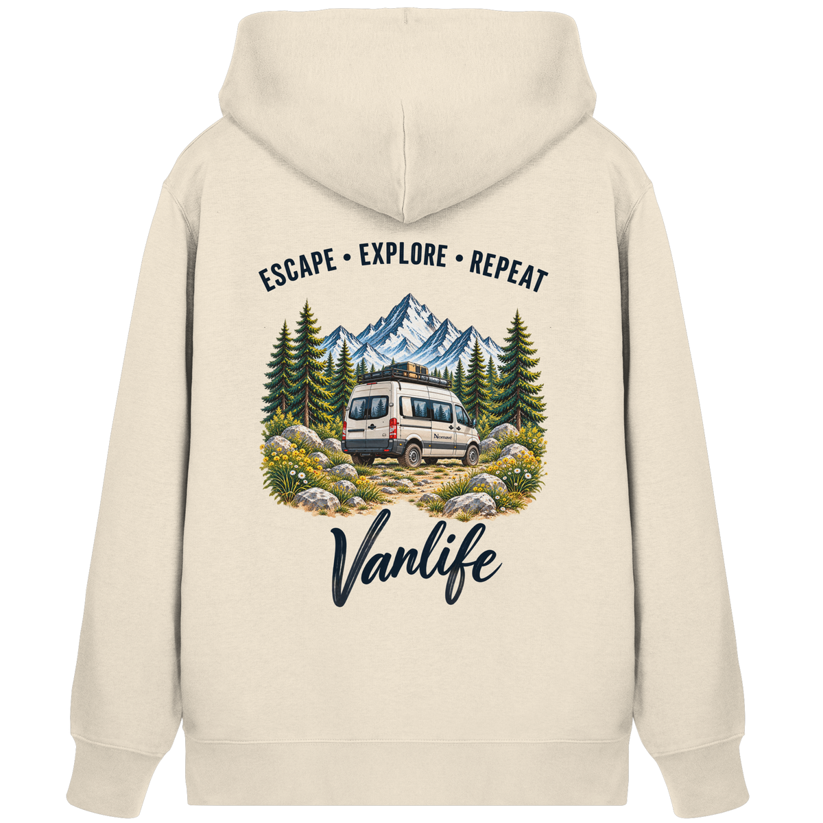 Escape • Explore • Repeat – Vanlife - Bio Zipper Kapuzenjacke
