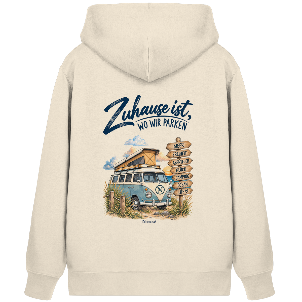 Zuhause ist, wo wir parken – Vanlife & Camping - Bio Zipper Kapuzenjacke