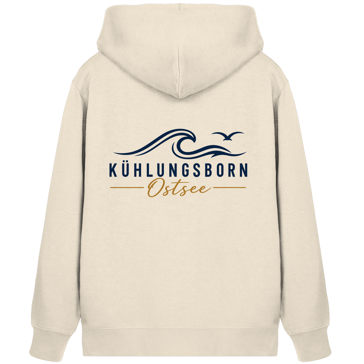 Kühlungsborn Baltic Waves Bio-Unisex-Zipper Light Edition in Natural Raw – originales Shirtigo-Rückenmockup