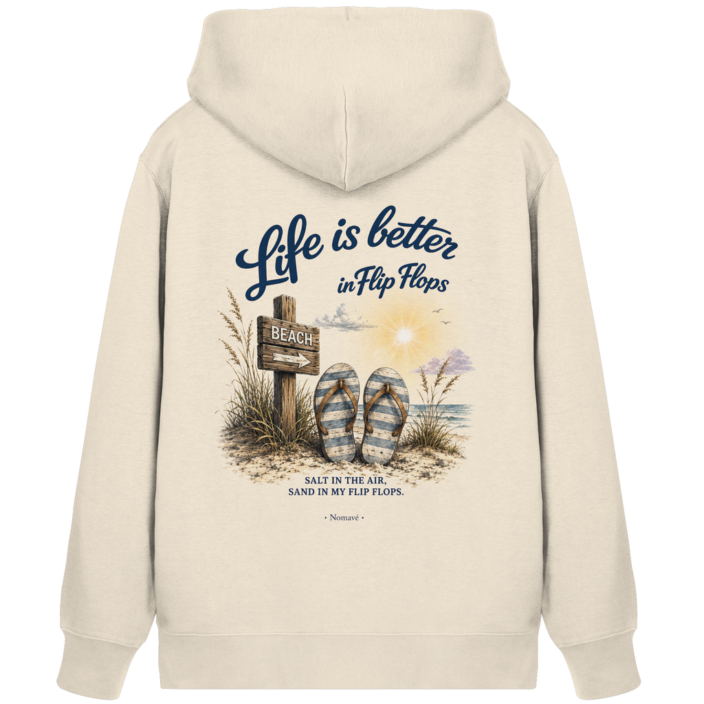 Life is better in Flip Flops – Bio-Kapuzenjacke mit Reißverschluss