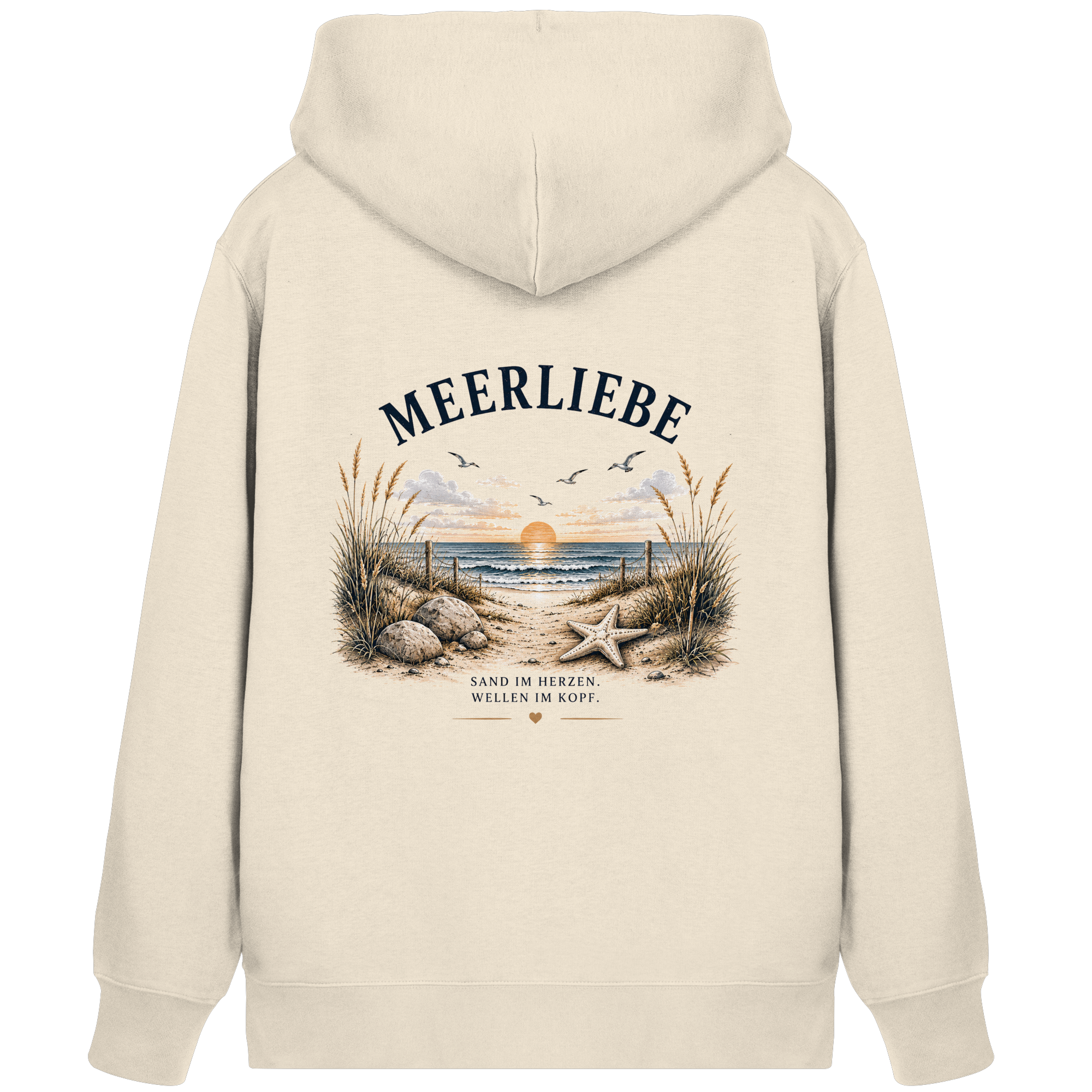 Meerliebe Zipper Hoodie – Küstengefühl Sea & Soul – Bio Kapuzenjacke