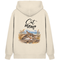 Bio-Zipper Cat Mom in Natural Raw – Rückenansicht mit Katzen- und Küstenmotiv als Backprint.