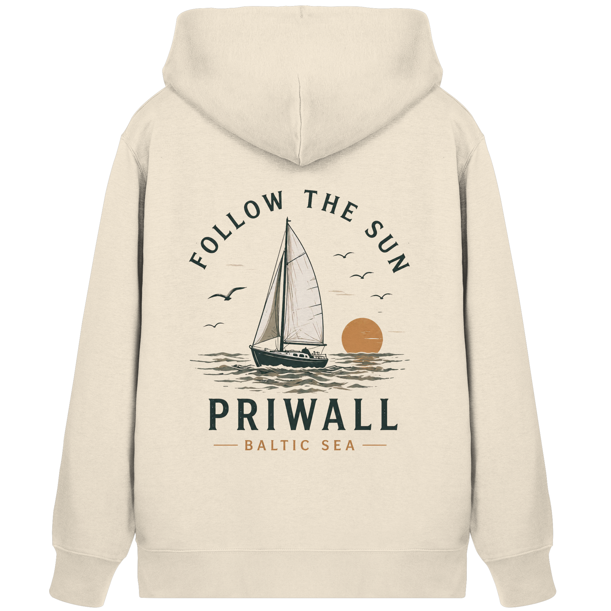 Follow the Sun – Priwall – Baltic Sea Bio Kapuzenjacke mit Reißverschluss