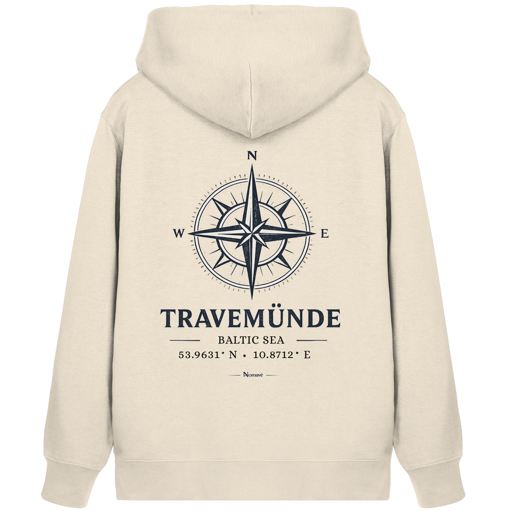 Travemünde Windrose – Baltic Sea Bio Kapuzenjacke mit Reißverschluss