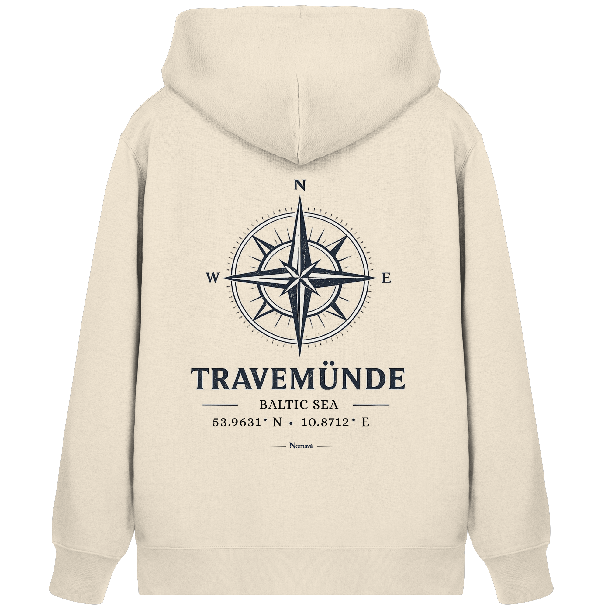 Travemünde Windrose – Baltic Sea Bio Kapuzenjacke mit Reißverschluss