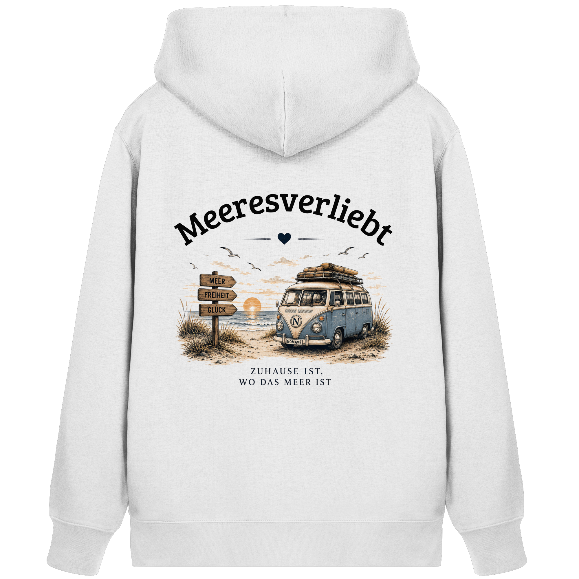 Meeresverliebt Bulli Kapuzenjacke – Vanlife Camping Küstengefühl