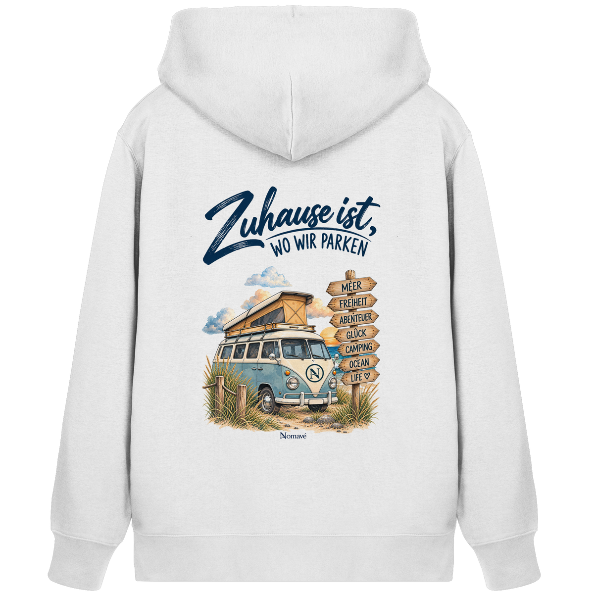 Zuhause ist, wo wir parken – Vanlife & Camping - Bio Zipper Kapuzenjacke