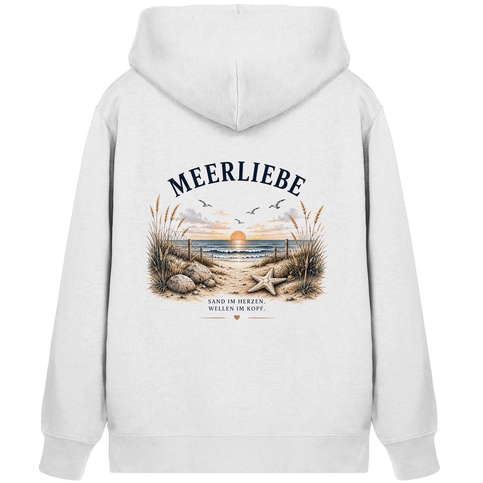 Meerliebe Zipper Hoodie – Küstengefühl Sea & Soul – Bio Kapuzenjacke