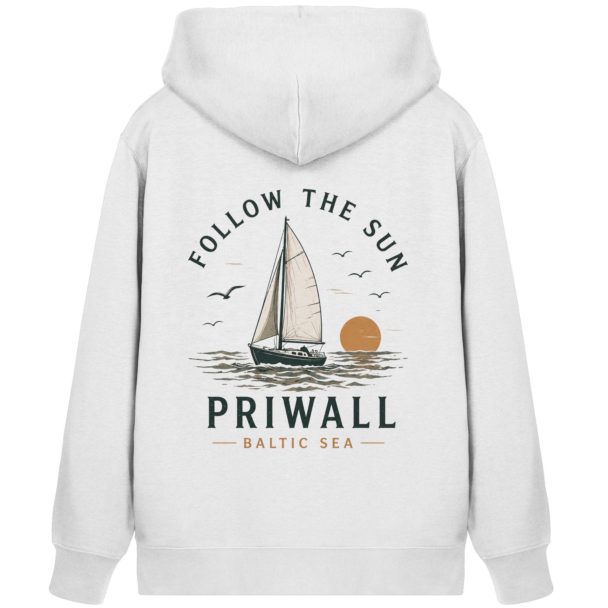 Follow the Sun – Priwall – Baltic Sea Bio Kapuzenjacke mit Reißverschluss