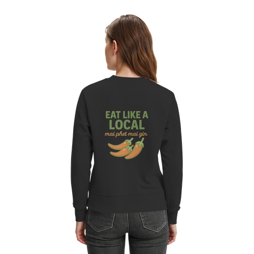 Eat Like a Local – Thai Food Design | „mai phet mai gin“ Chili Design - Rückseite bedruckt - Premium Sweatshirt