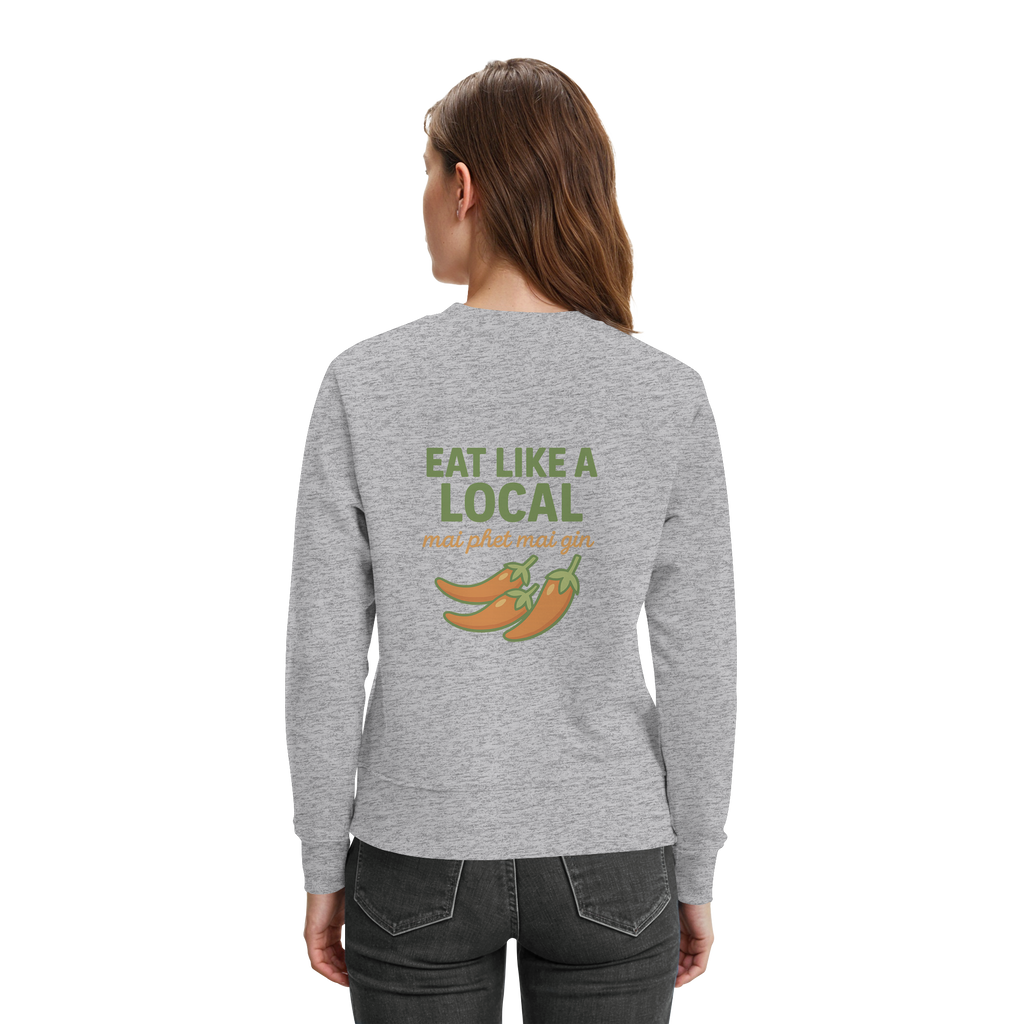 Eat Like a Local – Thai Food Design | „mai phet mai gin“ Chili Design - Rückseite bedruckt - Premium Sweatshirt