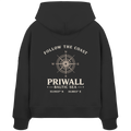 Priwall – Follow the Coast – Dark Edition – Damen Bio Boxcut Hoodie – Backprint
