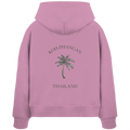 Koh Phangan Mini Palm – Damen Bio Boxcut Hoodie – Backprint – Originalmockup in Bubble Pink, Produktansicht 1