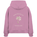 Damen Bio Boxcut Hoodie in verfügbarer Farbe mit Koh Phangan Mini Palm Motiv als Backprint – Original-Mockup