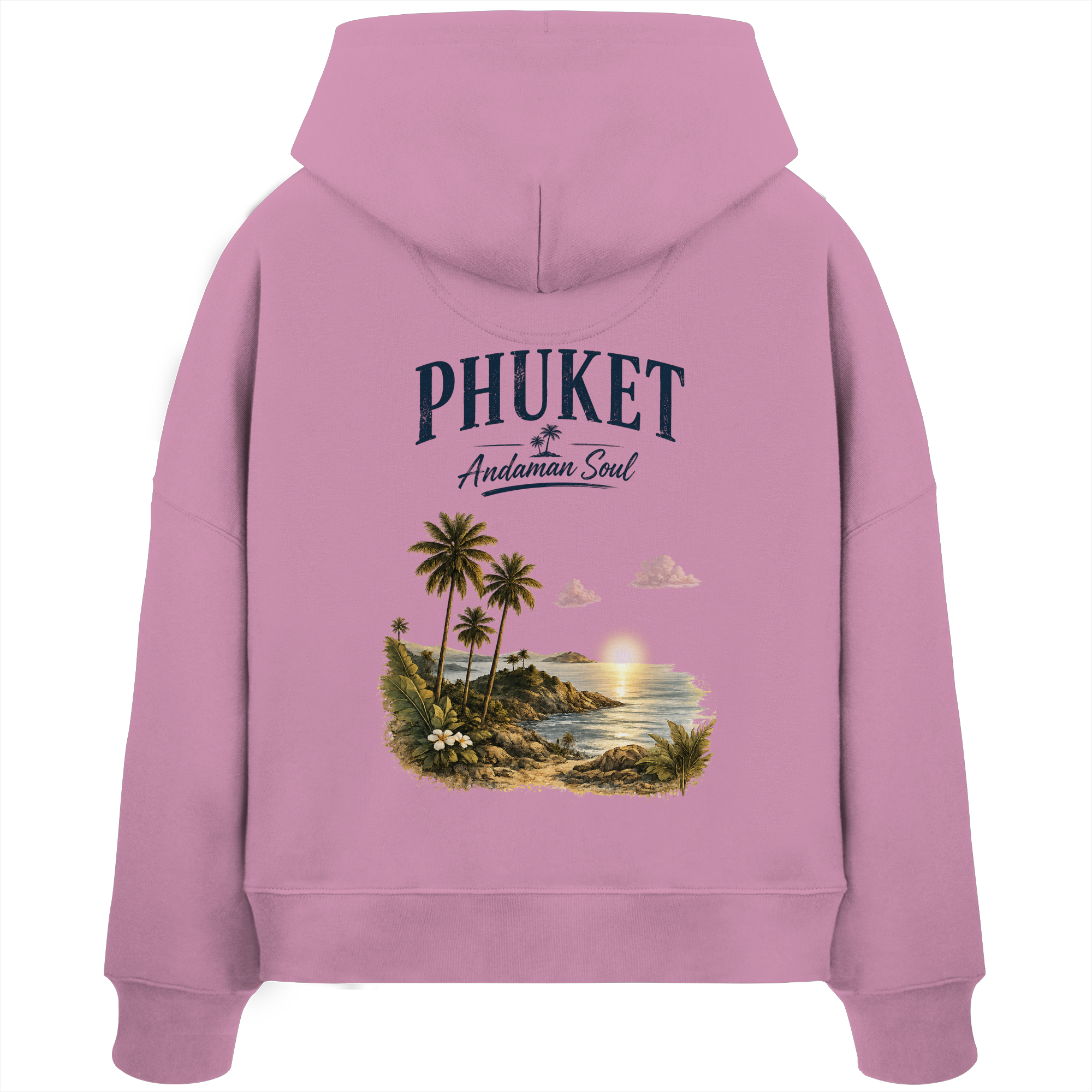 Phuket Thailand – Andaman Soul – Vintage Rückenprint  -  Frauen Bio Boxcut Hoodie Kapuzenpullover