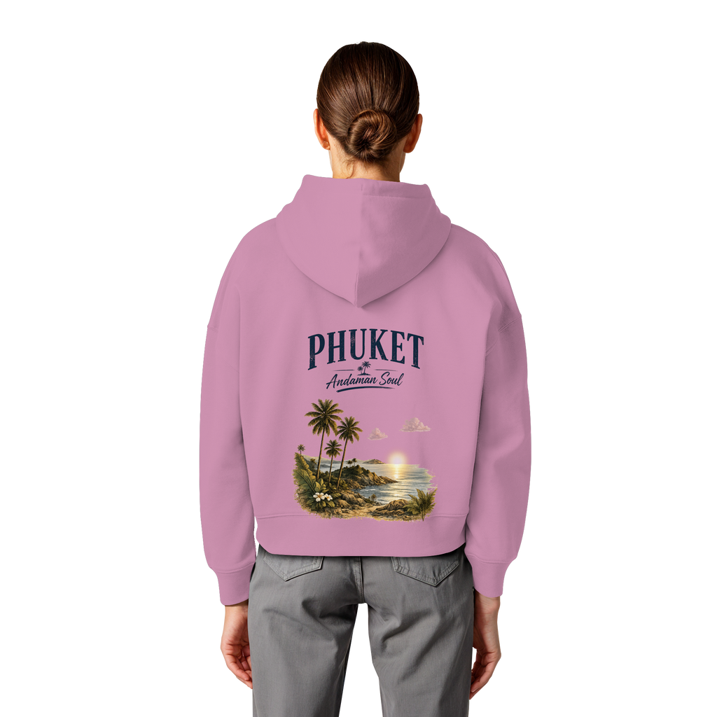 Phuket Thailand – Andaman Soul – Vintage Rückenprint  -  Frauen Bio Boxcut Hoodie Kapuzenpullover