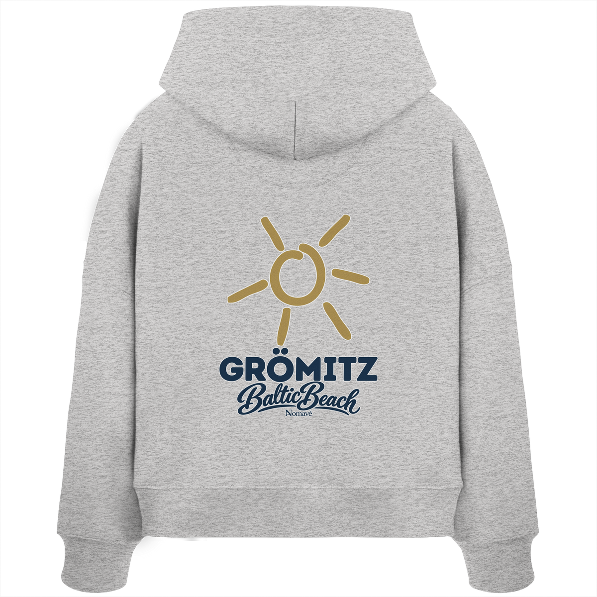 Grömitz Sonne Damen Bio Boxcut Hoodie Baltic Beach Rückendruck – Shirtigo-Originalmockup 2 (cool-heather-grey)