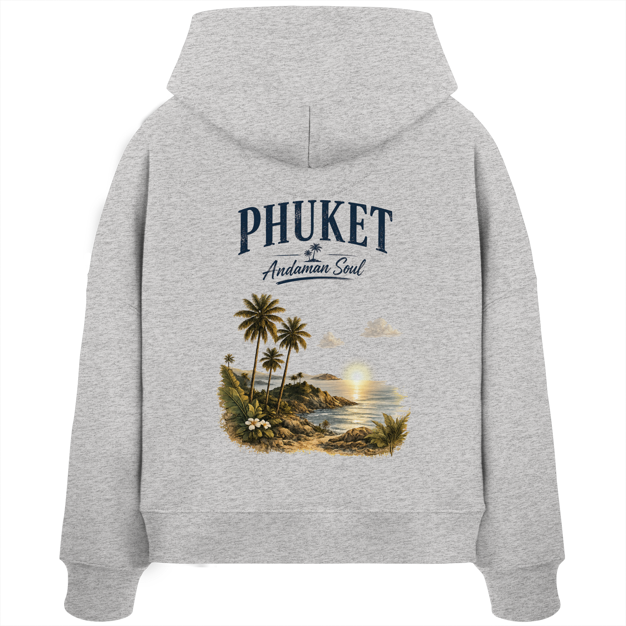 Phuket Thailand – Andaman Soul – Vintage Rückenprint  -  Frauen Bio Boxcut Hoodie Kapuzenpullover