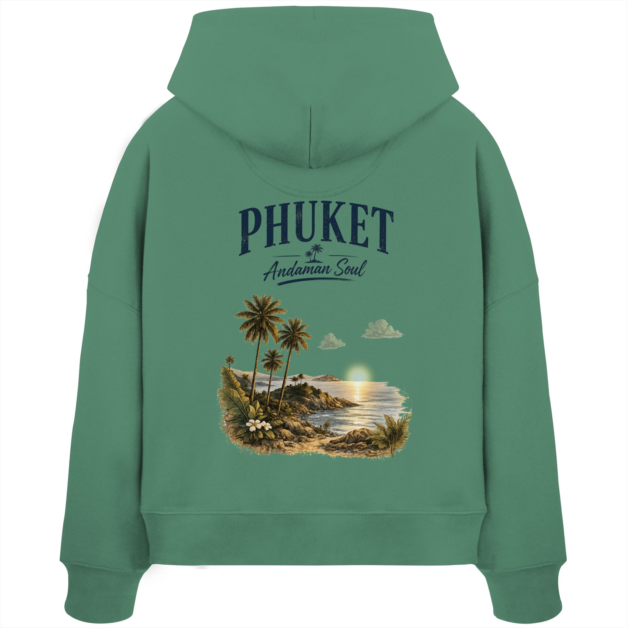 Phuket Thailand – Andaman Soul – Vintage Rückenprint  -  Frauen Bio Boxcut Hoodie Kapuzenpullover