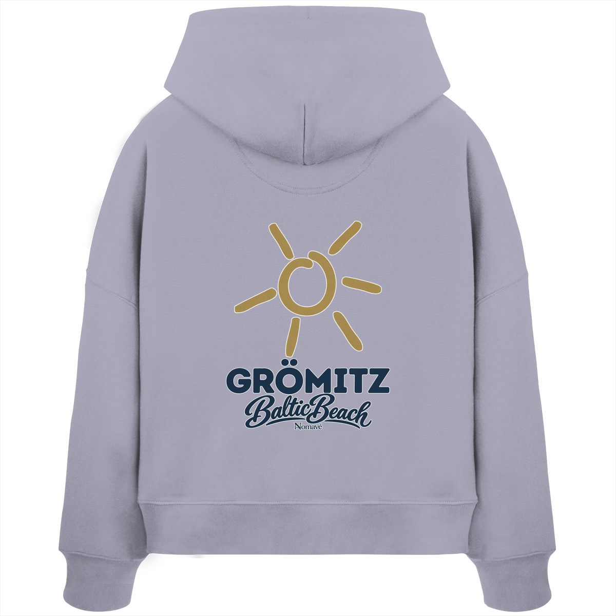 Grömitz Sonne Damen Bio Boxcut Hoodie Baltic Beach Rückendruck – Shirtigo-Originalmockup 4 (lavender)