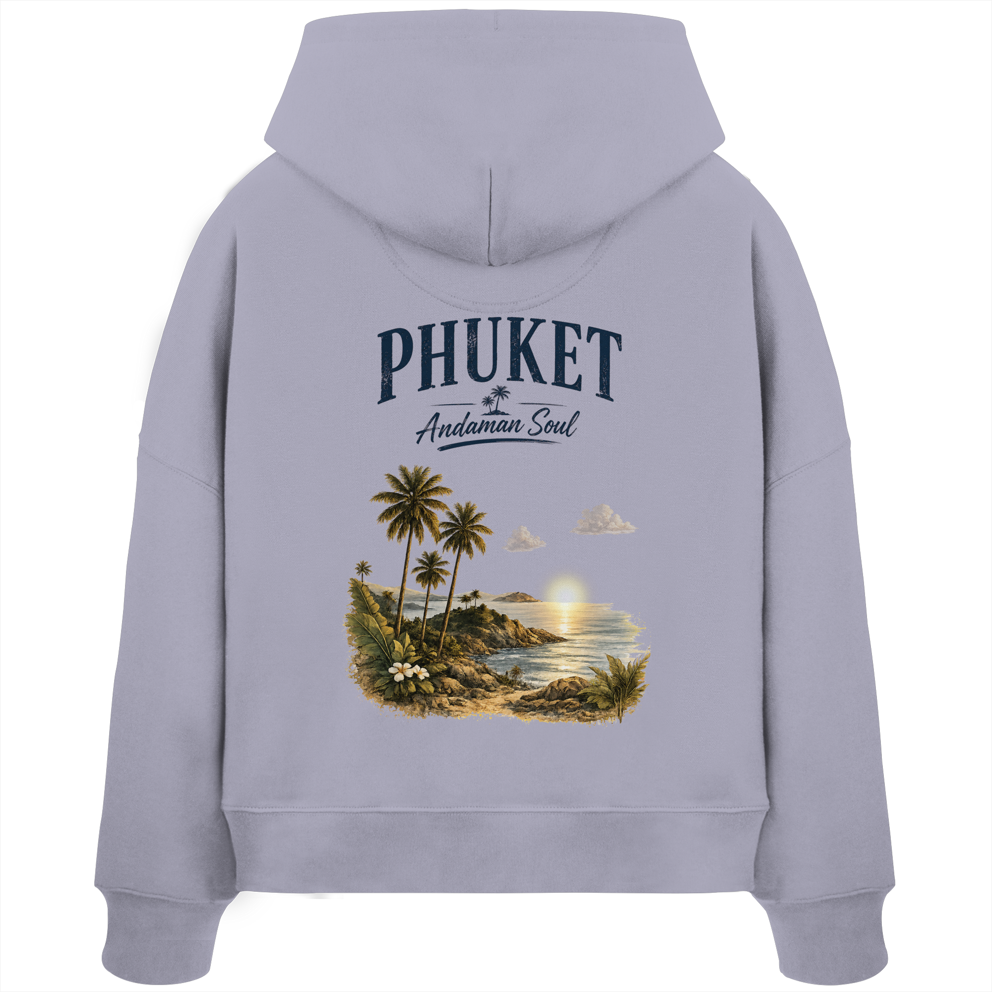 Phuket Thailand – Andaman Soul – Vintage Rückenprint  -  Frauen Bio Boxcut Hoodie Kapuzenpullover