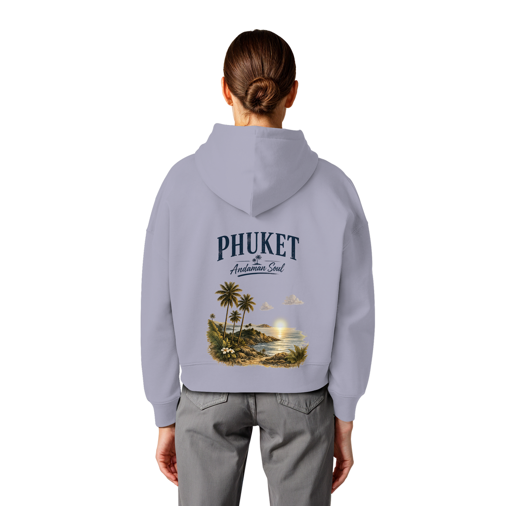 Phuket Thailand – Andaman Soul – Vintage Rückenprint  -  Frauen Bio Boxcut Hoodie Kapuzenpullover