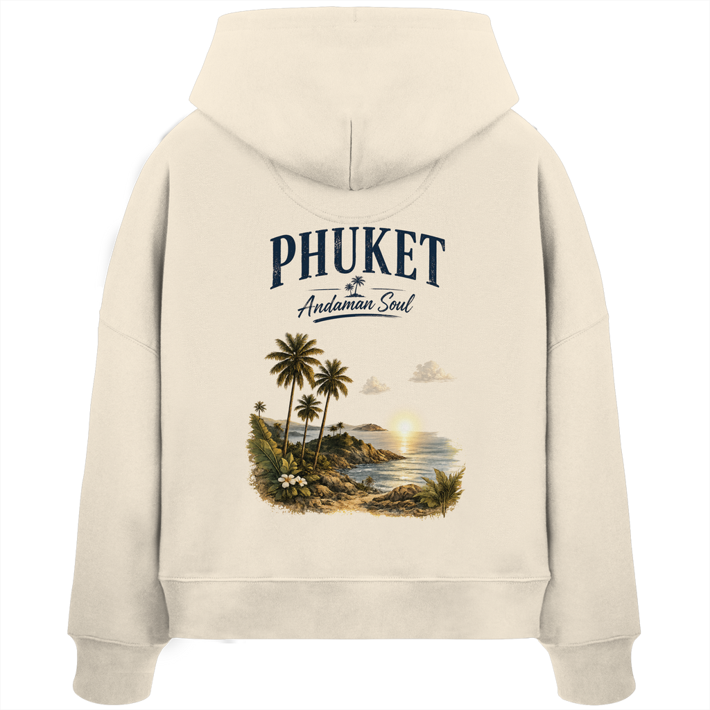 Phuket Thailand – Andaman Soul – Vintage Rückenprint  -  Frauen Bio Boxcut Hoodie Kapuzenpullover