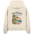 Damen Bio Boxcut Hoodie – Backprint in natural raw als Original-Mockup mit Koh Phangan Good Vibes Only Backprint