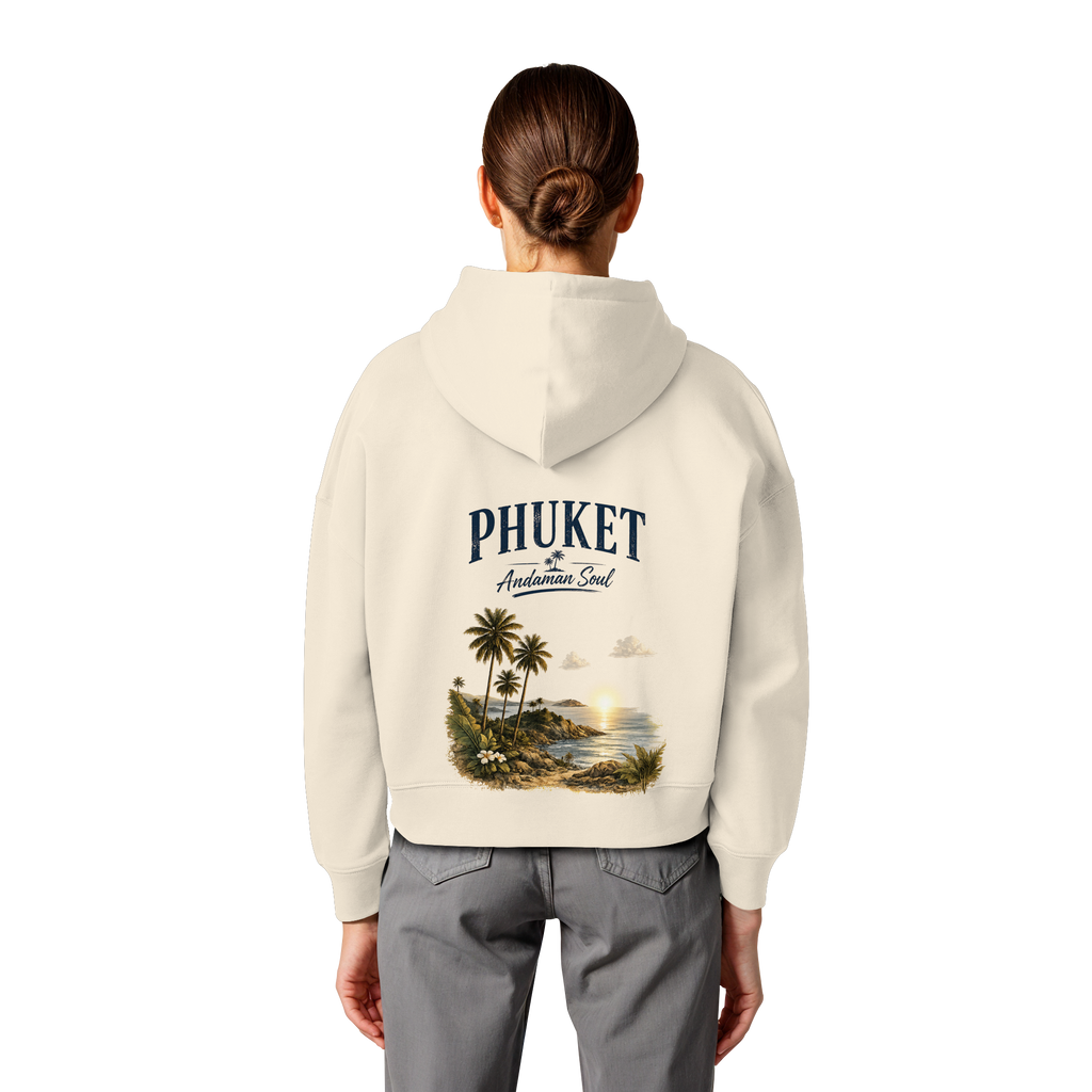 Phuket Thailand – Andaman Soul – Vintage Rückenprint  -  Frauen Bio Boxcut Hoodie Kapuzenpullover