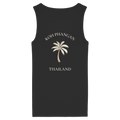 Damen Bio Fitted Tank Top in black mit Koh Phangan Mini Palm Motiv als Backprint – Original-Mockup