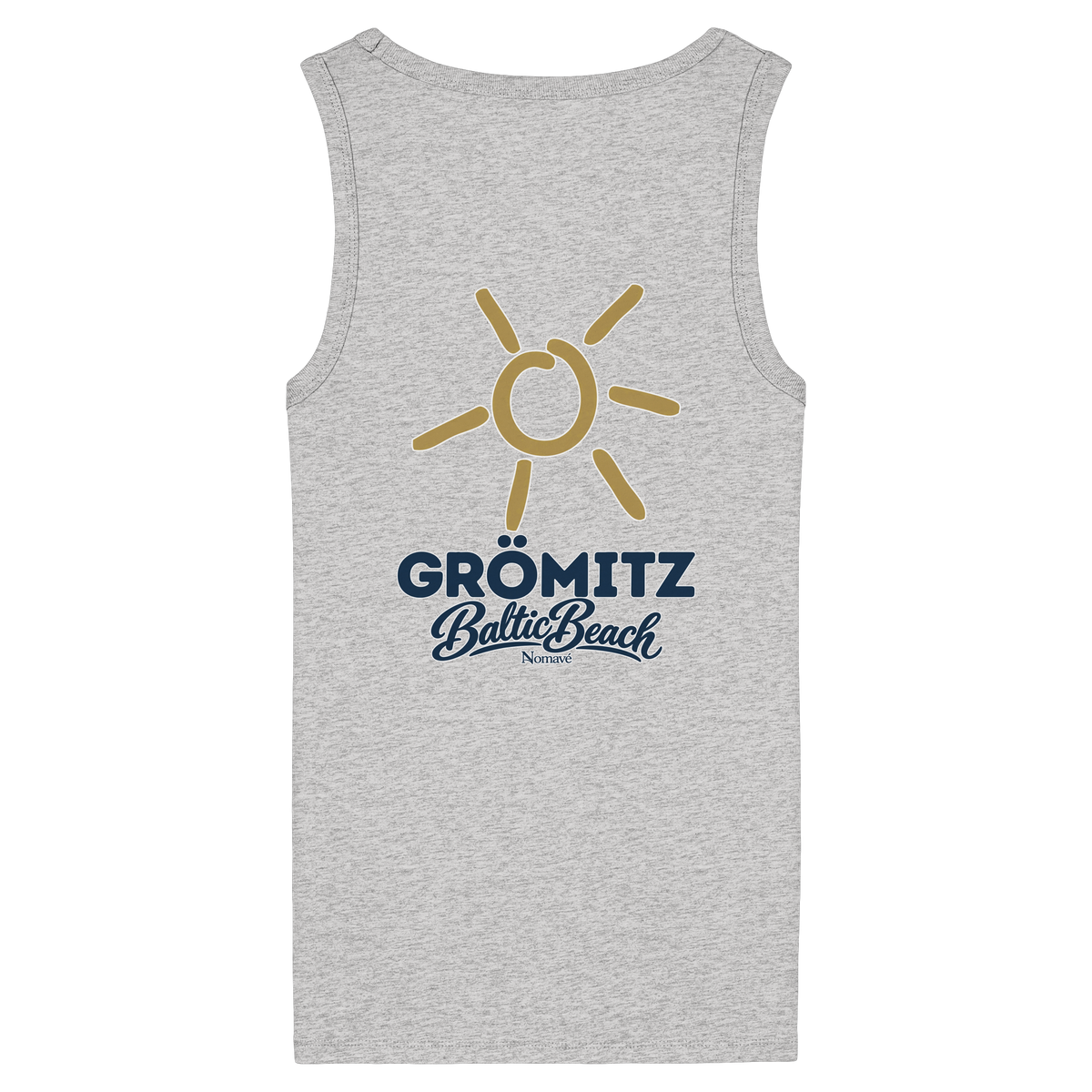 Grömitz Sonne Damen Bio Fitted Tanktop Baltic Beach Rückendruck in Cool Heather Grey – Shirtigo-Originalmockup 2
