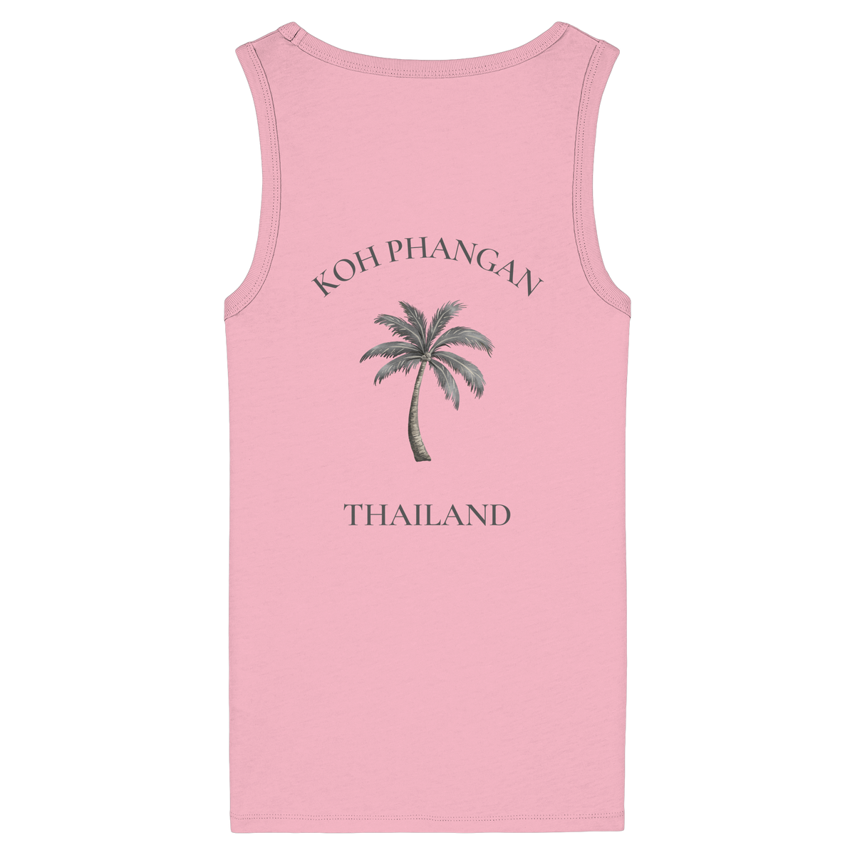 Koh Phangan Mini Palm – Damen Bio Fitted Tank Top – Backprint – Originalmockup in Cotton Pink, Produktansicht 3