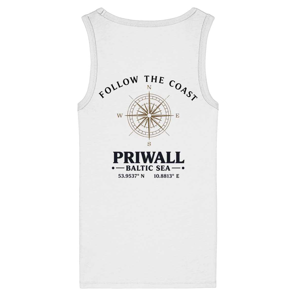 Priwall – Follow the Coast – Light Edition – Damen Bio Fitted Tank Top – Backprint