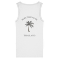 Koh Phangan Mini Palm – Damen Bio Fitted Tank Top – Backprint – Originalmockup in White, Produktansicht 1