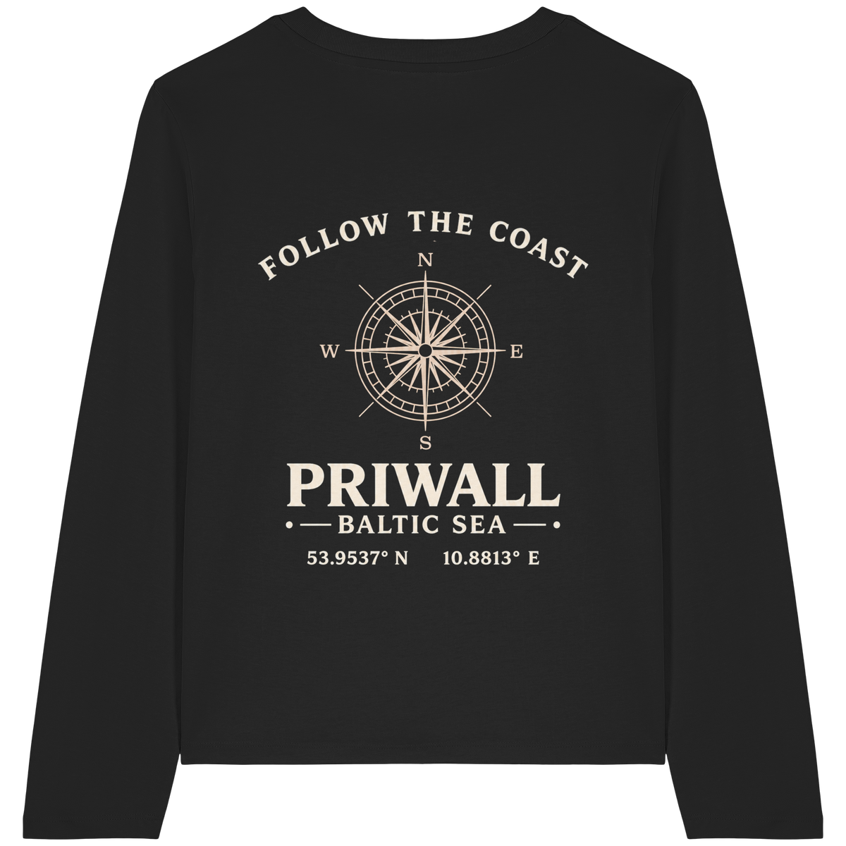 Priwall – Follow the Coast – Dark Edition – Damen Bio Longsleeve – Backprint