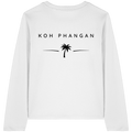 Original-Mockup des Damen Bio Longsleeve in Weiß mit Koh-Phangan-Minimal-Backprint