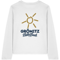 Grömitz Sonne Damen Bio Longsleeve in White mit Baltic-Beach-Rückendruck – Shirtigo-Originalmockup