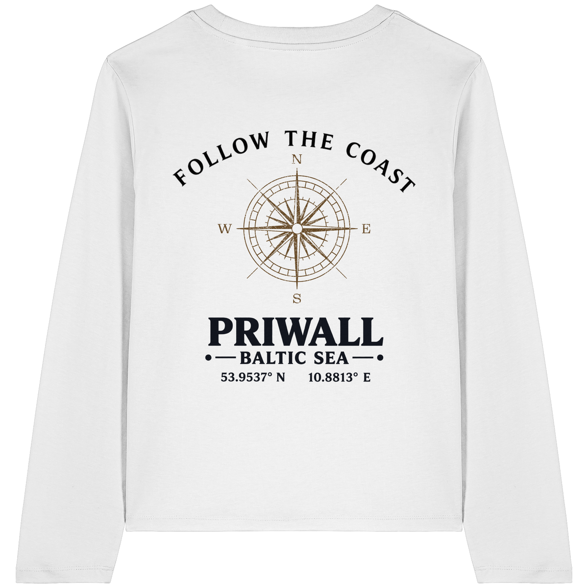 Priwall – Follow the Coast – Light Edition – Damen Bio Longsleeve – Backprint