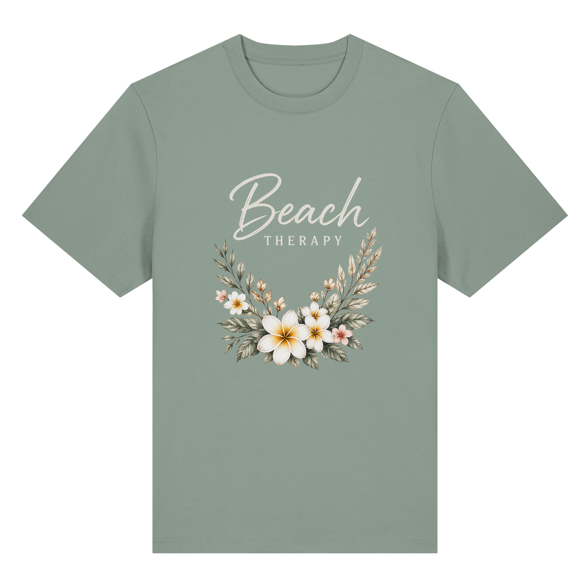 Beach Therapy – Dark Edition – Bio-Heavy T-Shirt – Vorderansicht in aloe